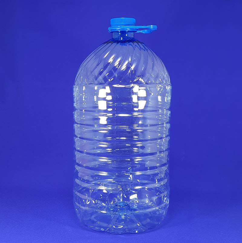 Бутылка с крышкой и с ручкой 10 л D48 мм прозрачная/голубая