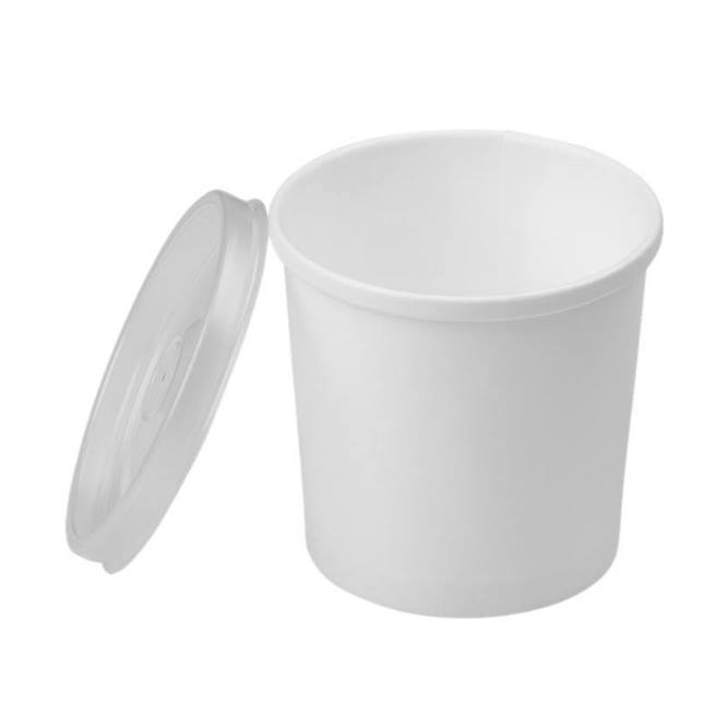 Упаковка для супа 340 мл с прозрачной крышкой (белый)